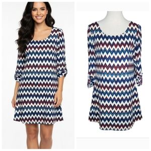 Speechless Women's chevron print roll tab sleeve dress Women's size large
